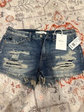 Blue Distressed Denim Shorts